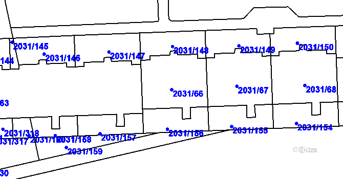 Parcela st. 2031/66 v KÚ Chodov, Katastrální mapa