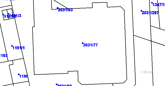 Parcela st. 2031/77 v KÚ Chodov, Katastrální mapa