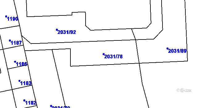 Parcela st. 2031/78 v KÚ Chodov, Katastrální mapa