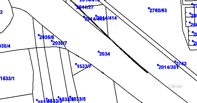 Parcela st. 2034 v KÚ Chodov, Katastrální mapa