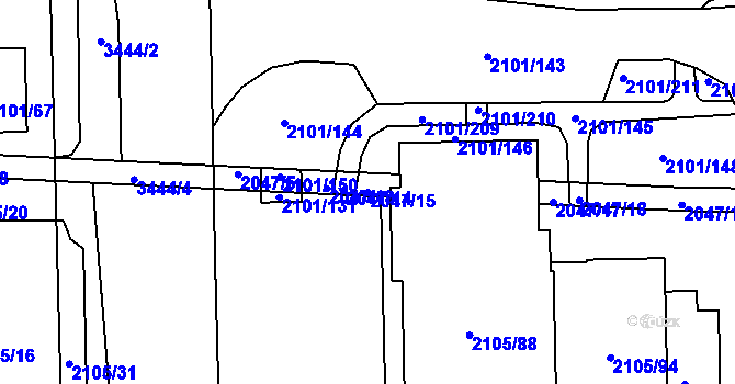 Parcela st. 2047/15 v KÚ Chodov, Katastrální mapa