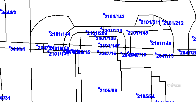 Parcela st. 2047/16 v KÚ Chodov, Katastrální mapa