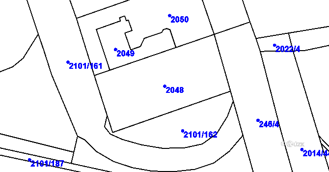 Parcela st. 2048 v KÚ Chodov, Katastrální mapa