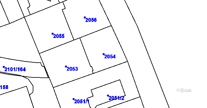 Parcela st. 2054 v KÚ Chodov, Katastrální mapa