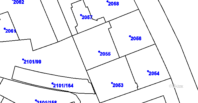 Parcela st. 2055 v KÚ Chodov, Katastrální mapa