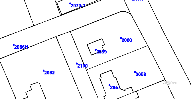Parcela st. 2059 v KÚ Chodov, Katastrální mapa