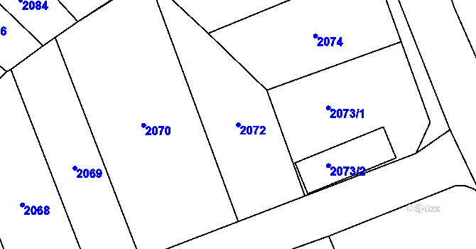 Parcela st. 2072 v KÚ Chodov, Katastrální mapa