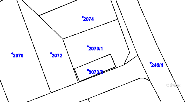 Parcela st. 2073 v KÚ Chodov, Katastrální mapa
