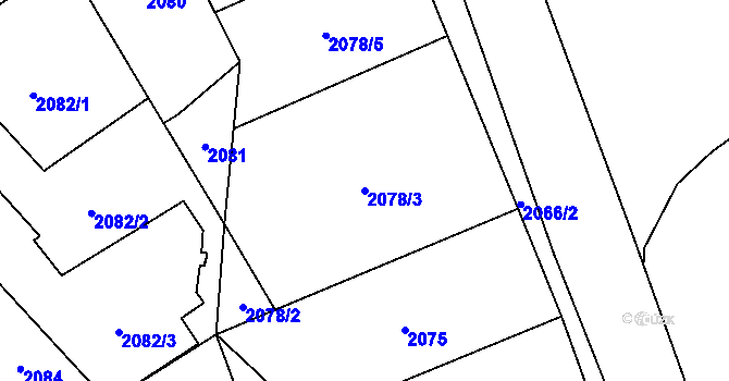 Parcela st. 2078/3 v KÚ Chodov, Katastrální mapa