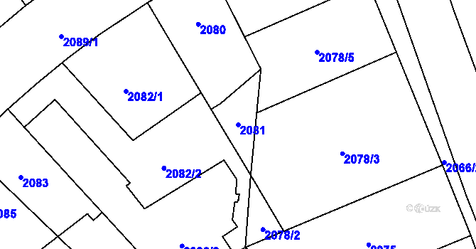 Parcela st. 2081 v KÚ Chodov, Katastrální mapa