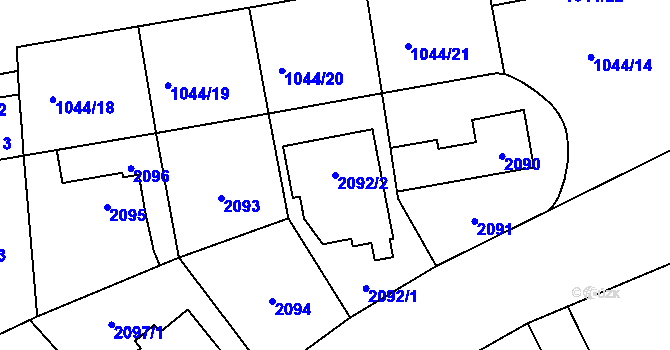 Parcela st. 2092/2 v KÚ Chodov, Katastrální mapa