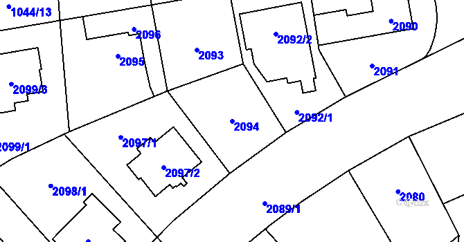 Parcela st. 2094 v KÚ Chodov, Katastrální mapa
