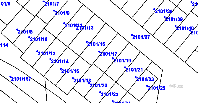 Parcela st. 2101/17 v KÚ Chodov, Katastrální mapa