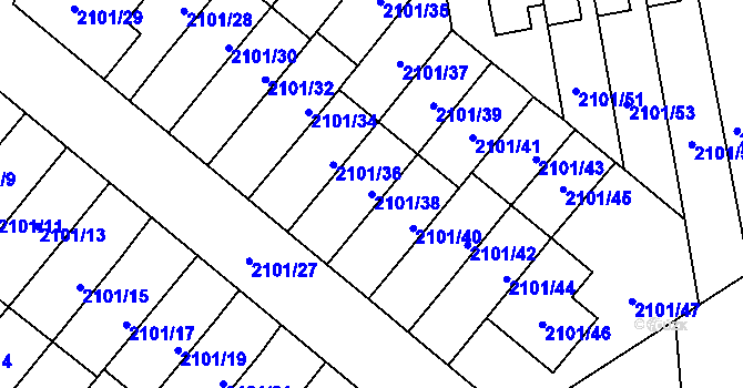 Parcela st. 2101/38 v KÚ Chodov, Katastrální mapa