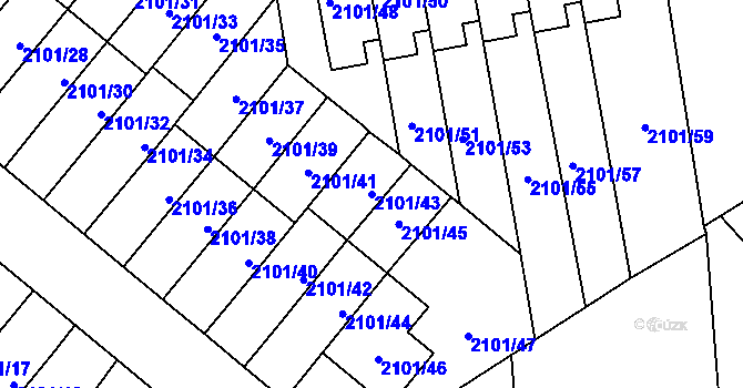 Parcela st. 2101/43 v KÚ Chodov, Katastrální mapa