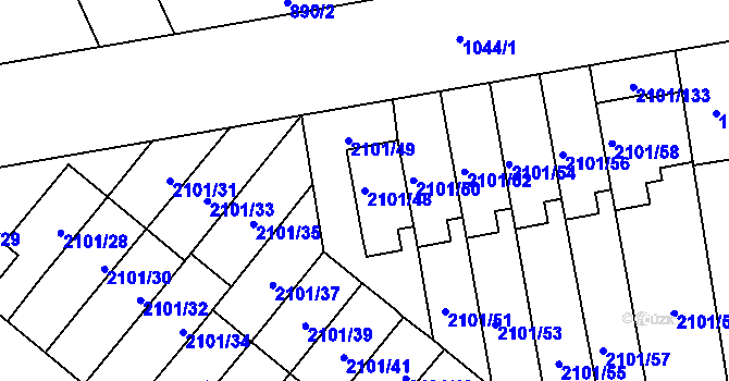 Parcela st. 2101/48 v KÚ Chodov, Katastrální mapa