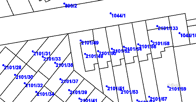 Parcela st. 2101/50 v KÚ Chodov, Katastrální mapa
