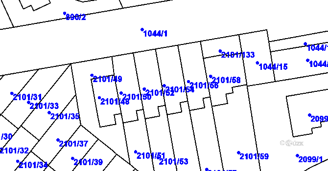 Parcela st. 2101/54 v KÚ Chodov, Katastrální mapa