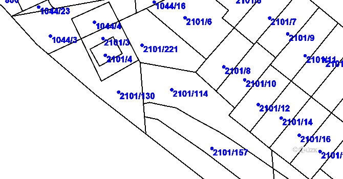 Parcela st. 2101/114 v KÚ Chodov, Katastrální mapa