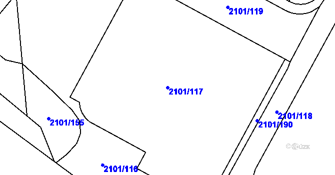 Parcela st. 2101/117 v KÚ Chodov, Katastrální mapa