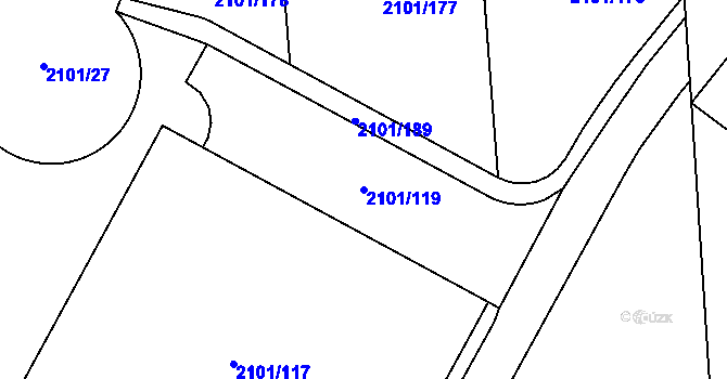 Parcela st. 2101/119 v KÚ Chodov, Katastrální mapa