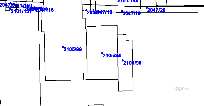 Parcela st. 2105/94 v KÚ Chodov, Katastrální mapa