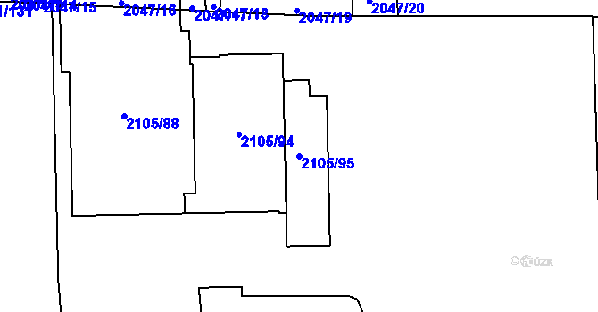 Parcela st. 2105/95 v KÚ Chodov, Katastrální mapa