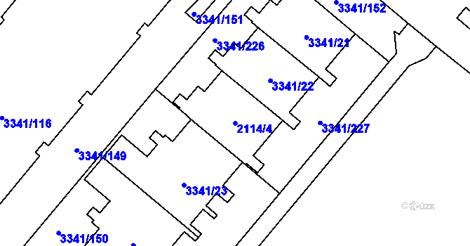 Parcela st. 2114/4 v KÚ Chodov, Katastrální mapa