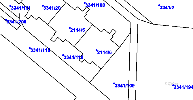 Parcela st. 2114/6 v KÚ Chodov, Katastrální mapa