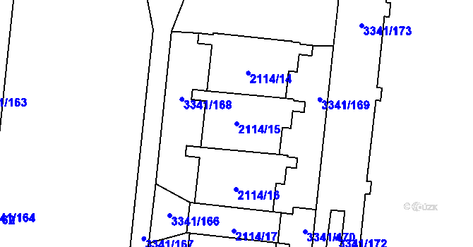 Parcela st. 2114/15 v KÚ Chodov, Katastrální mapa