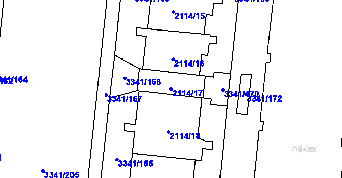 Parcela st. 2114/17 v KÚ Chodov, Katastrální mapa