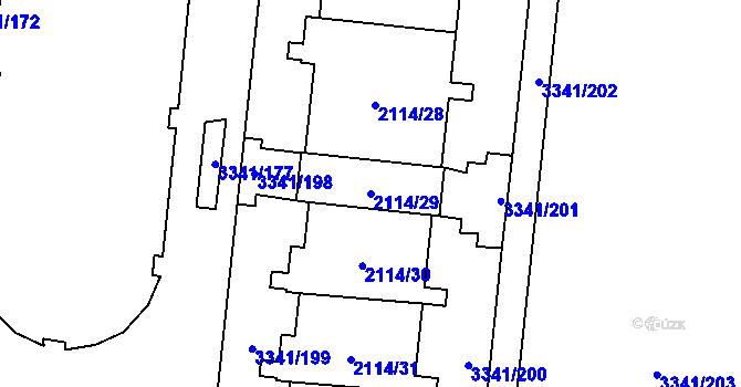 Parcela st. 2114/29 v KÚ Chodov, Katastrální mapa
