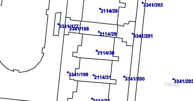 Parcela st. 2114/30 v KÚ Chodov, Katastrální mapa