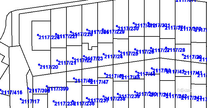 Parcela st. 2117/24 v KÚ Chodov, Katastrální mapa