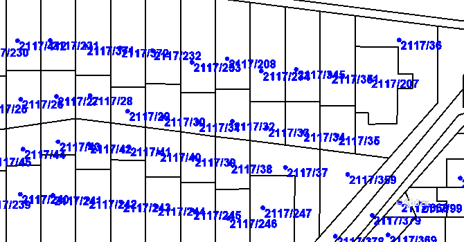 Parcela st. 2117/32 v KÚ Chodov, Katastrální mapa