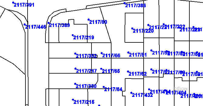 Parcela st. 2117/66 v KÚ Chodov, Katastrální mapa
