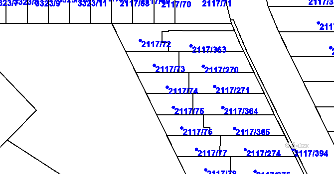 Parcela st. 2117/74 v KÚ Chodov, Katastrální mapa