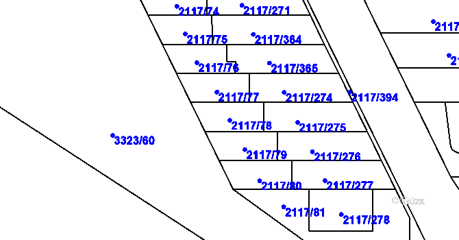 Parcela st. 2117/78 v KÚ Chodov, Katastrální mapa