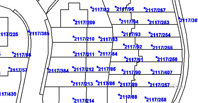 Parcela st. 2117/84 v KÚ Chodov, Katastrální mapa