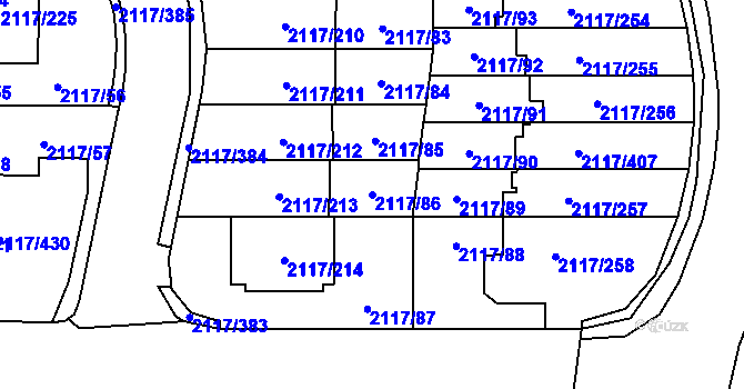 Parcela st. 2117/86 v KÚ Chodov, Katastrální mapa