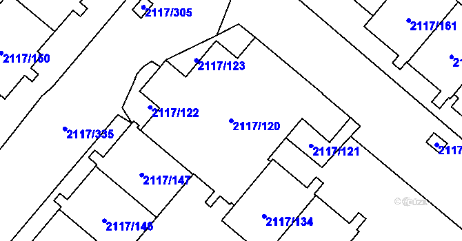 Parcela st. 2117/120 v KÚ Chodov, Katastrální mapa