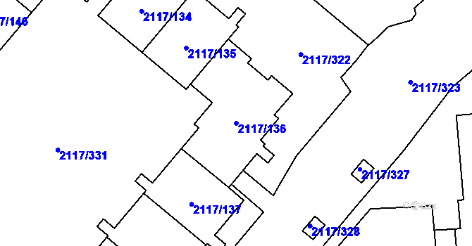 Parcela st. 2117/136 v KÚ Chodov, Katastrální mapa