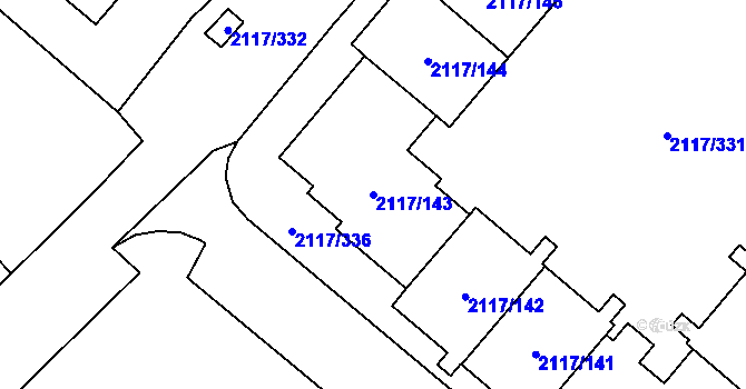 Parcela st. 2117/143 v KÚ Chodov, Katastrální mapa