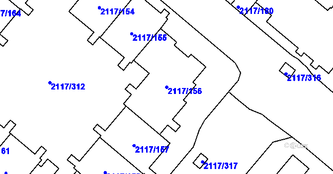 Parcela st. 2117/156 v KÚ Chodov, Katastrální mapa
