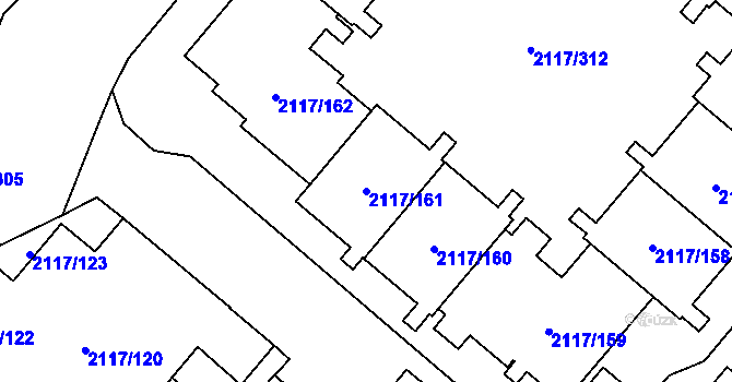 Parcela st. 2117/161 v KÚ Chodov, Katastrální mapa