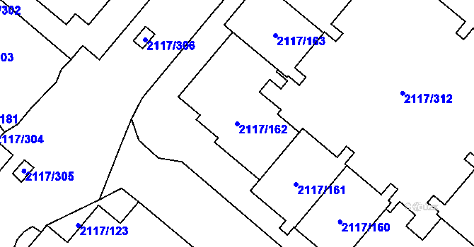 Parcela st. 2117/162 v KÚ Chodov, Katastrální mapa