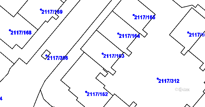 Parcela st. 2117/163 v KÚ Chodov, Katastrální mapa