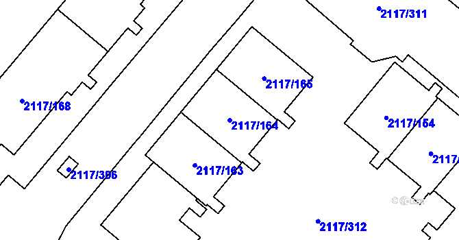Parcela st. 2117/164 v KÚ Chodov, Katastrální mapa