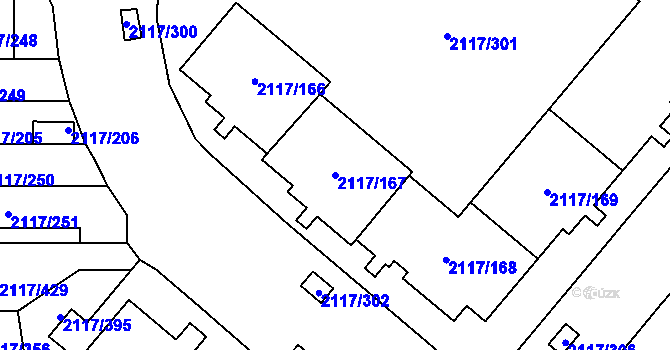 Parcela st. 2117/167 v KÚ Chodov, Katastrální mapa