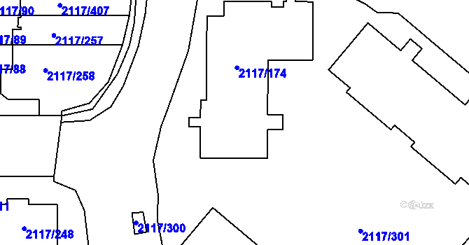 Parcela st. 2117/175 v KÚ Chodov, Katastrální mapa